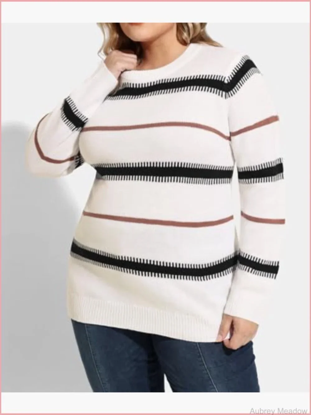 Plus Size Long Sleeve Pullover Sweater Casual Warm Knit Tops